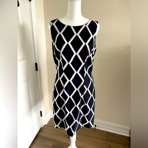 AB Studio dress, Size 4, Navy Blue and White pattern
